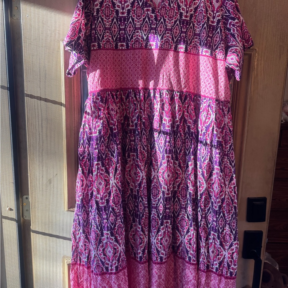 Only Necessities Pink And Purple Patterned Dress - image 5